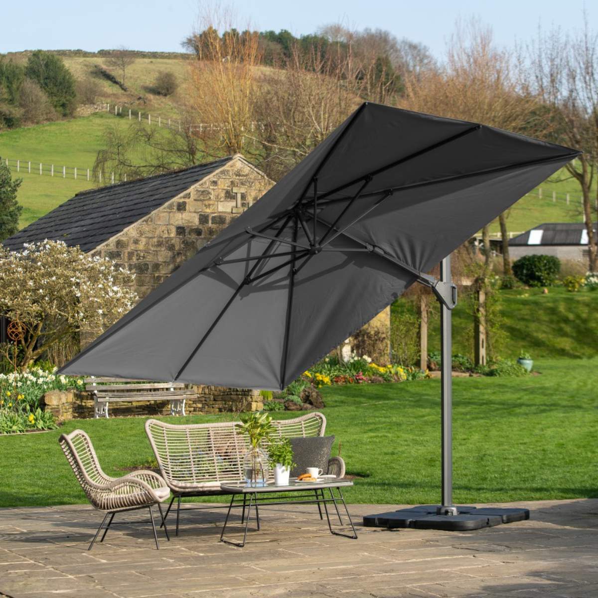 Pacific Lifestyle Challenger T2 3.5 x 2.6m Rectangular Anthracite Free Arm Parasol - Image 16