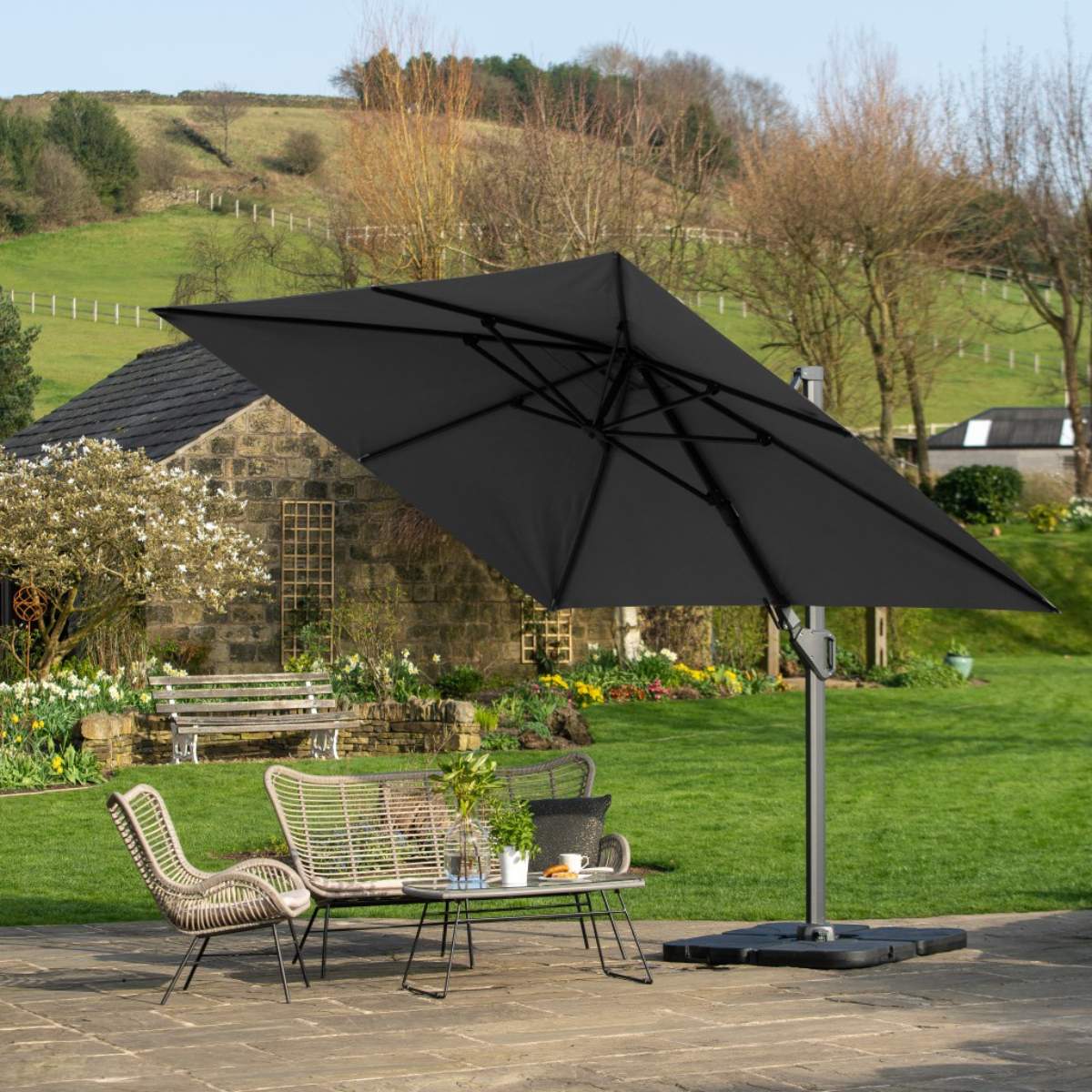 Pacific Lifestyle Challenger T2 3.5 x 2.6m Rectangular Anthracite Free Arm Parasol - Image 17