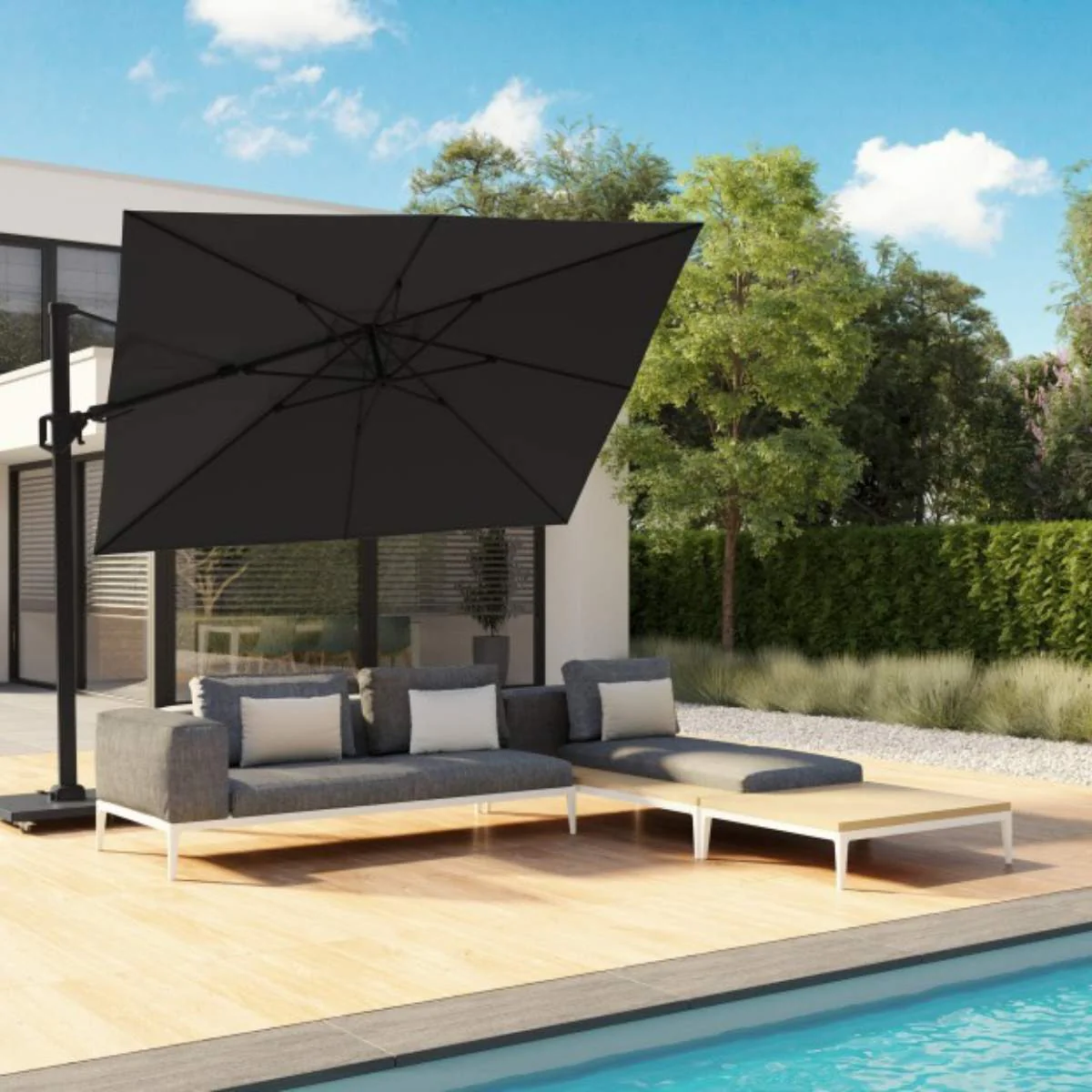Pacific Lifestyle Challenger T2 3.5 x 2.6m Rectangular Anthracite Free Arm Parasol - Image 18