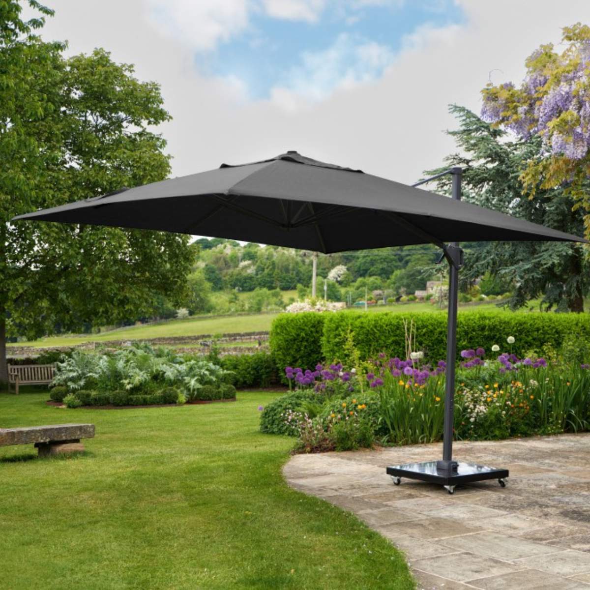 Pacific Lifestyle Challenger T2 3.5 x 2.6m Rectangular Anthracite Free Arm Parasol - Image 19