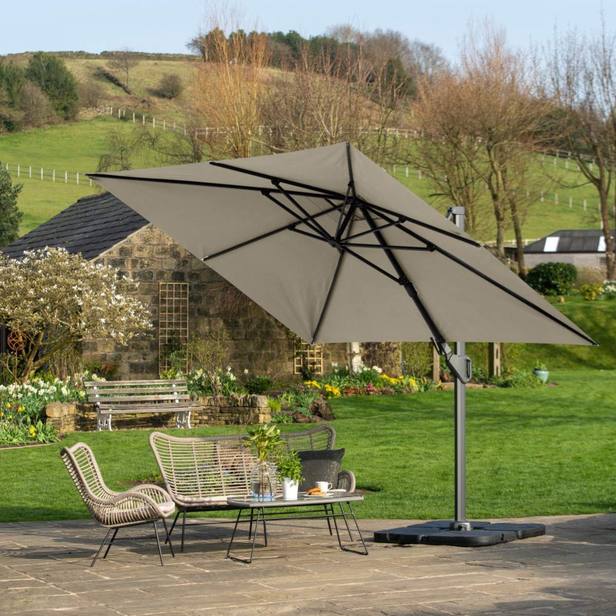 Pacific Lifestyle Challenger T2 3.5 x 2.6m Rectangular Champagne Free Arm Parasol - Image 14
