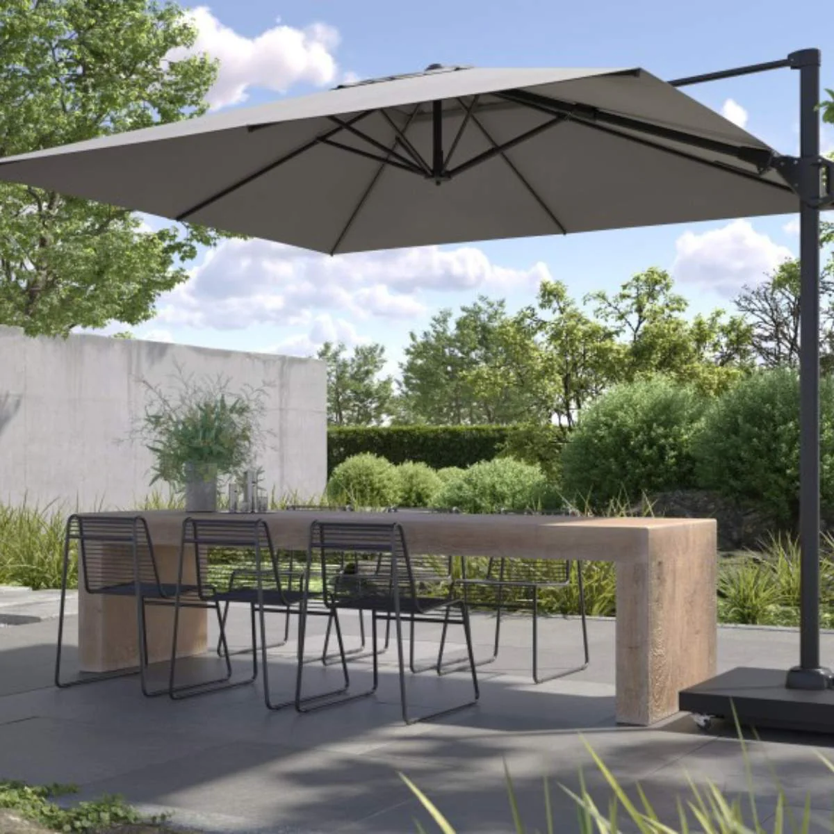 Pacific Lifestyle Challenger T2 3.5 x 2.6m Rectangular Champagne Free Arm Parasol - Image 16