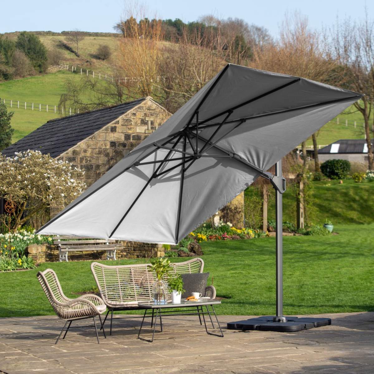 Pacific Lifestyle Challenger T2 3.5 x 2.6m Rectangular Luna Grey Free Arm Parasol - Image 15