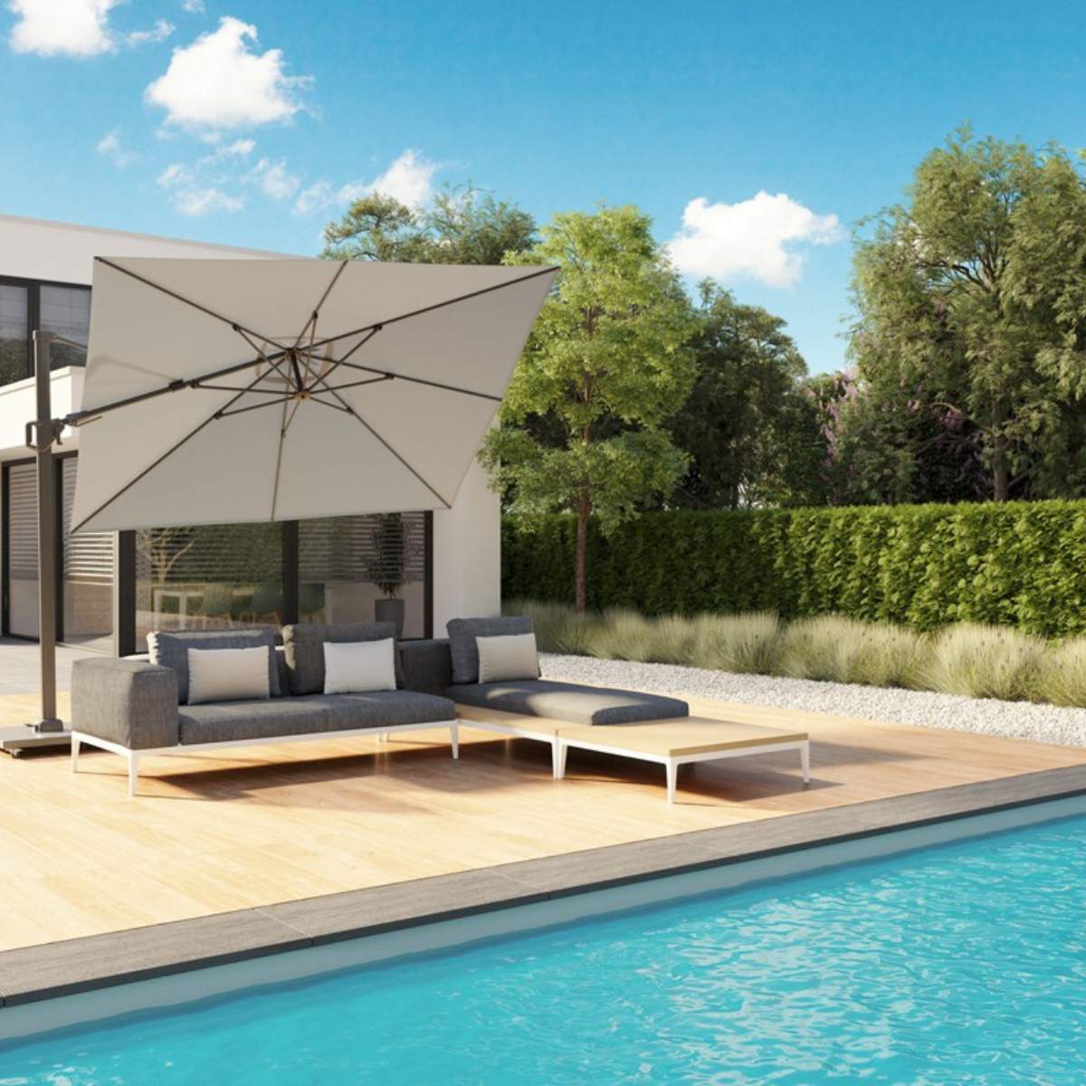 Pacific Lifestyle Challenger T2 3.5 x 2.6m Rectangular Luna Grey Free Arm Parasol - Image 16