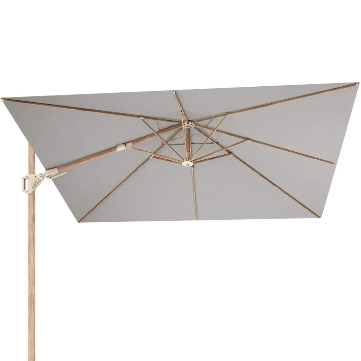 Pacific Lifestyle Challenger Teak T2 3m Square Premium Manhattan Grey Free Arm Parasol - Image 3
