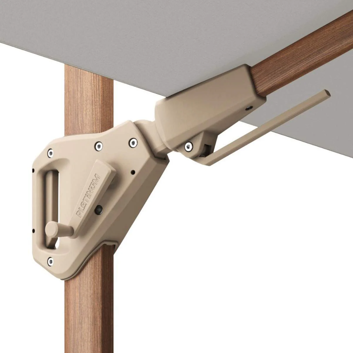Pacific Lifestyle Challenger Teak T2 3m Square Premium Manhattan Grey Free Arm Parasol - Image 4
