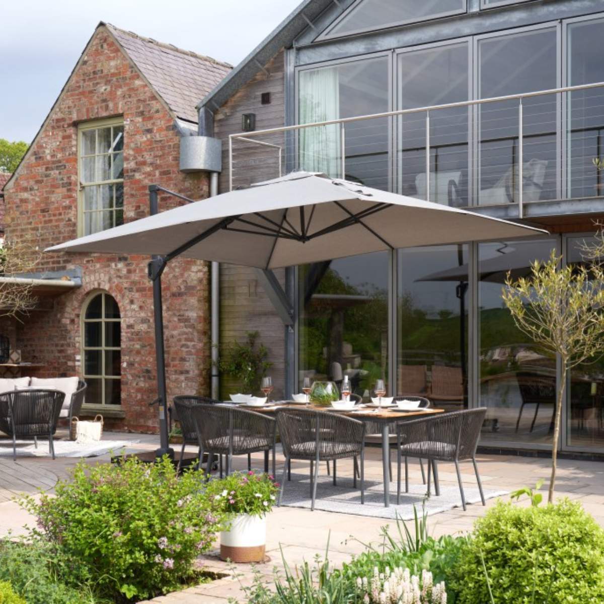Pacific Lifestyle Challenger Telescopic T1 3.5m Square Havana Taupe Parasol - Image 11