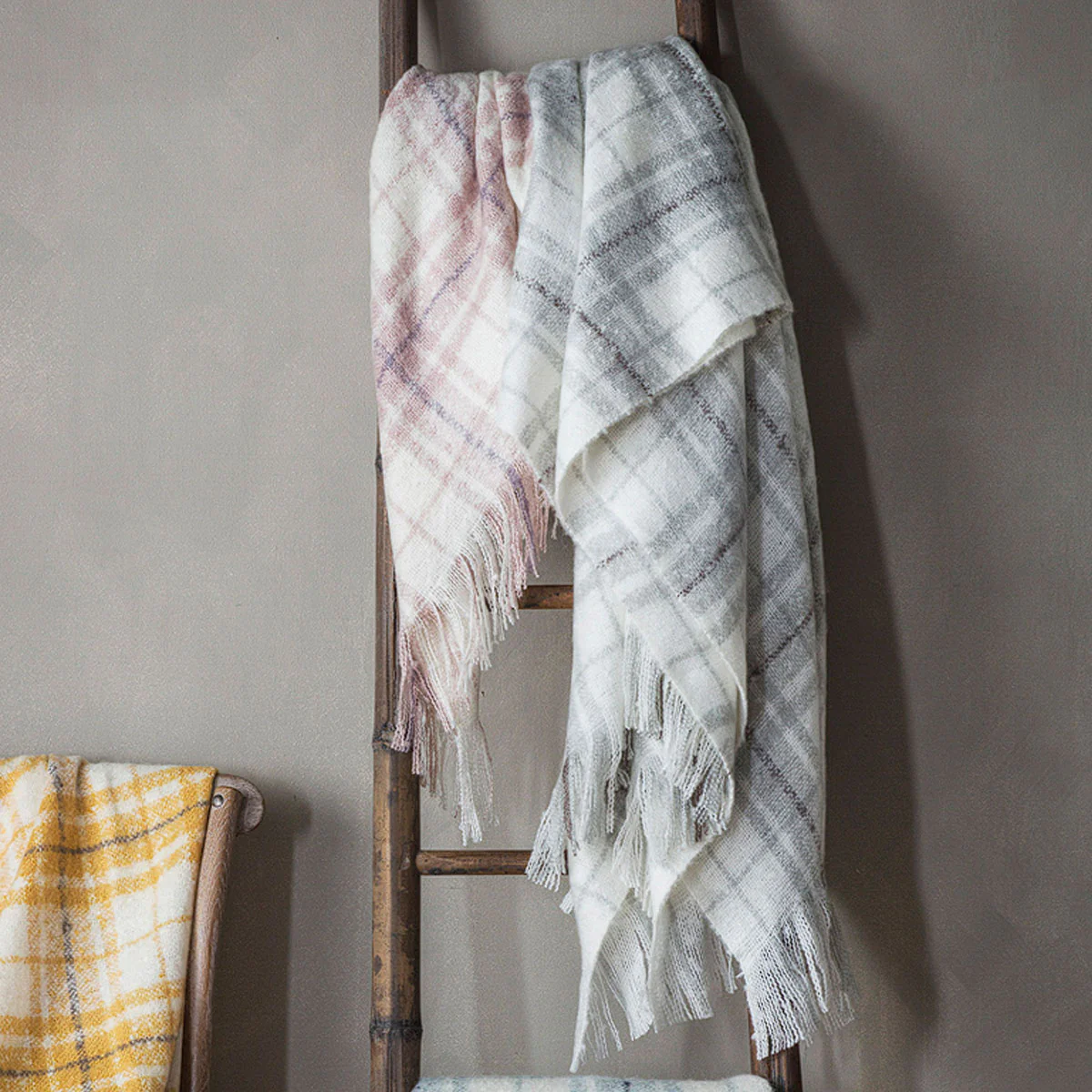Gallery Direct Check Faux Mohair Throw - Image 17