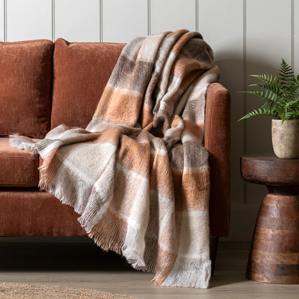 Gallery Direct Check Faux Mohair Throw - Image 18