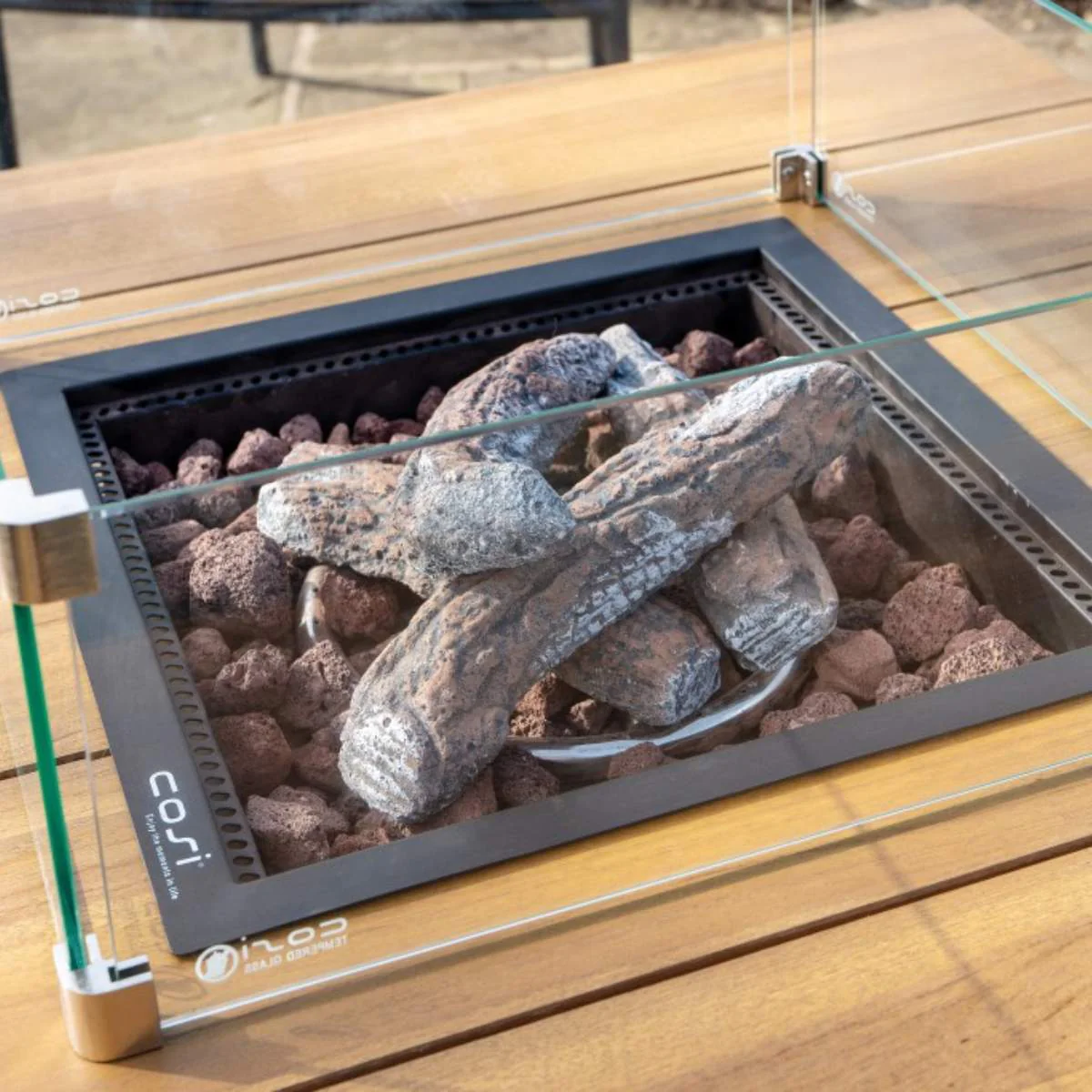 Pacific Lifestyle Cosiloft 100 Black and Teak Fire Pit Table - Image 18