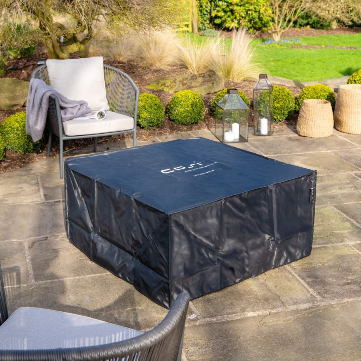 Pacific Lifestyle Cosiloft 100 White and Teak Fire Pit Table - Image 16
