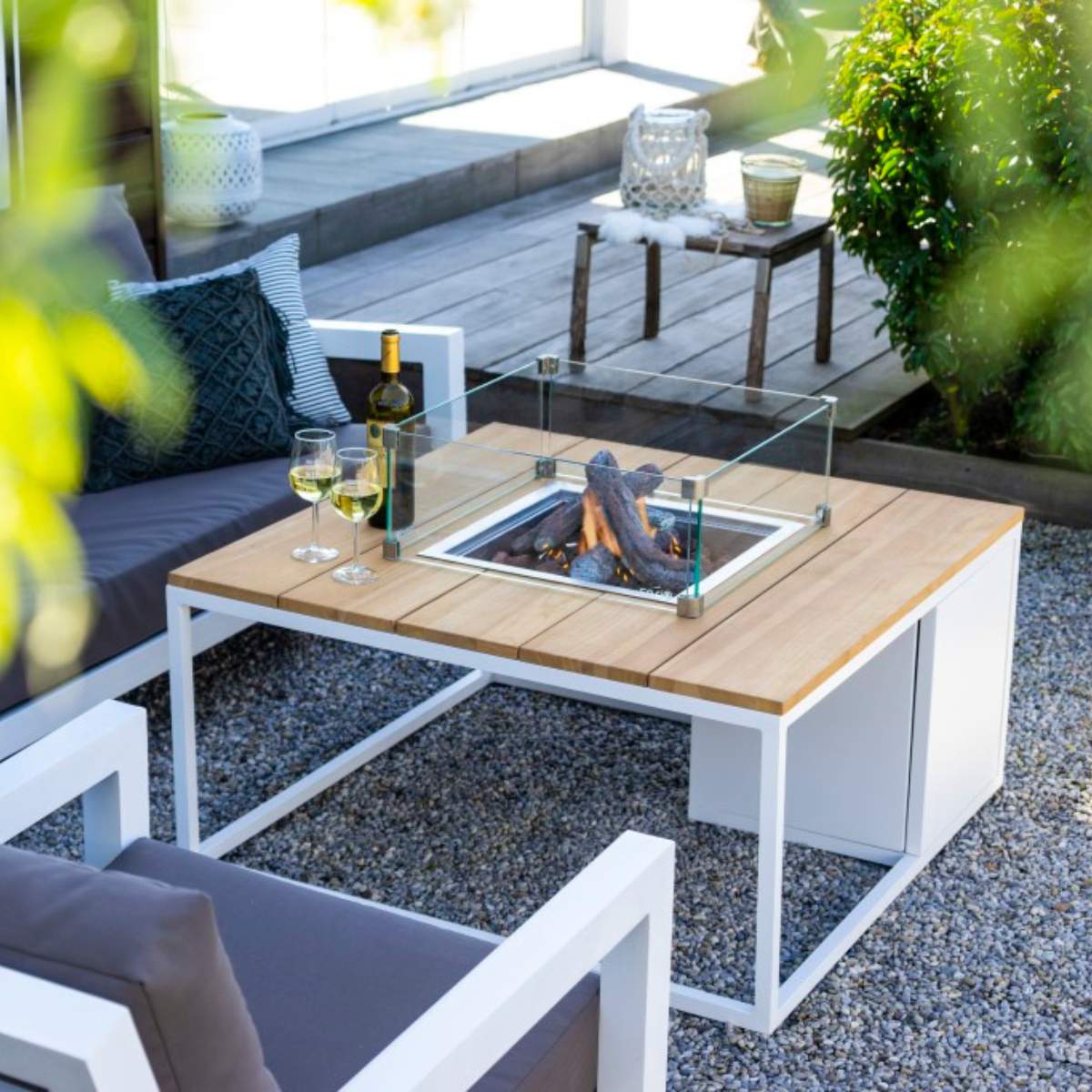 Pacific Lifestyle Cosiloft 100 White and Teak Fire Pit Table - Image 5