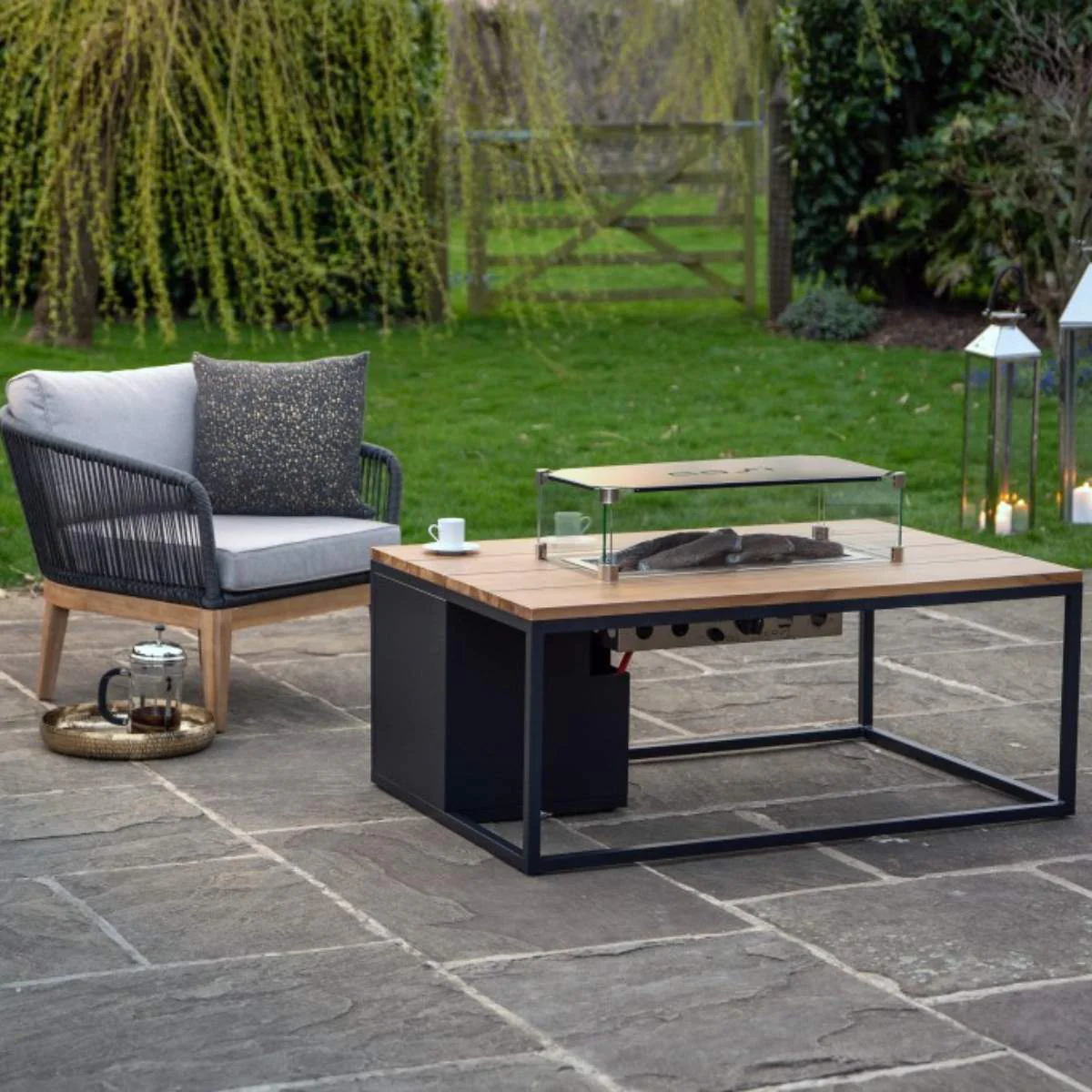 Pacific Lifestyle Cosiloft 120 Black and Teak Fire Pit Table - Image 10