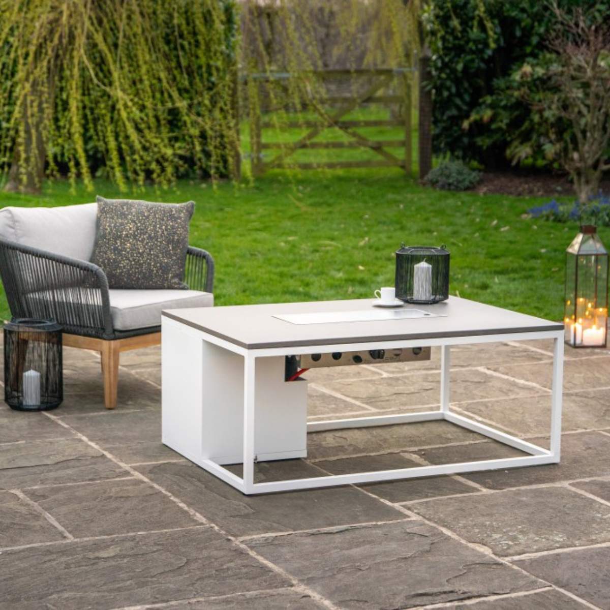 Pacific Lifestyle Cosiloft 120 White and Grey Fire Pit Table - Image 5