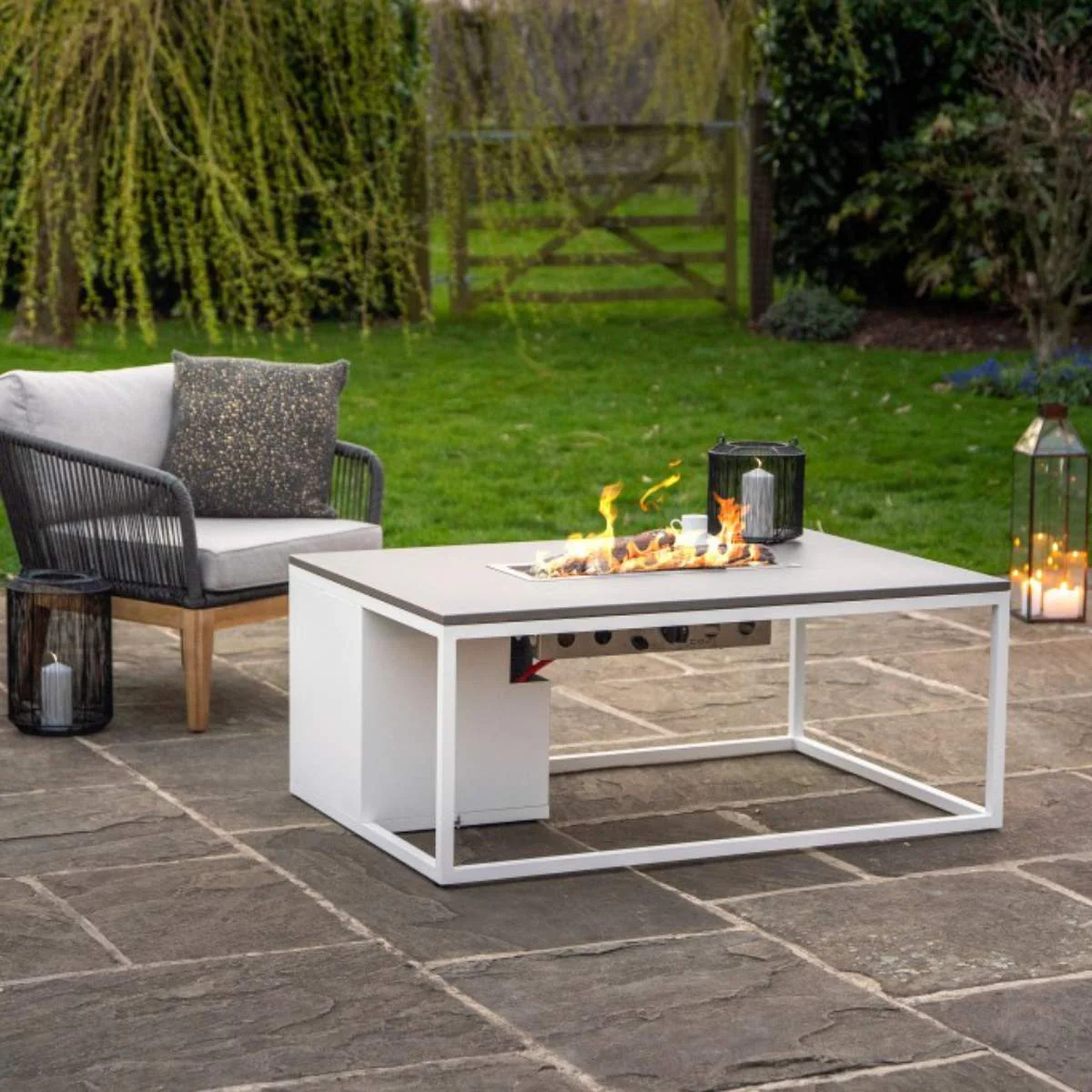 Pacific Lifestyle Cosiloft 120 White and Grey Fire Pit Table - Image 6