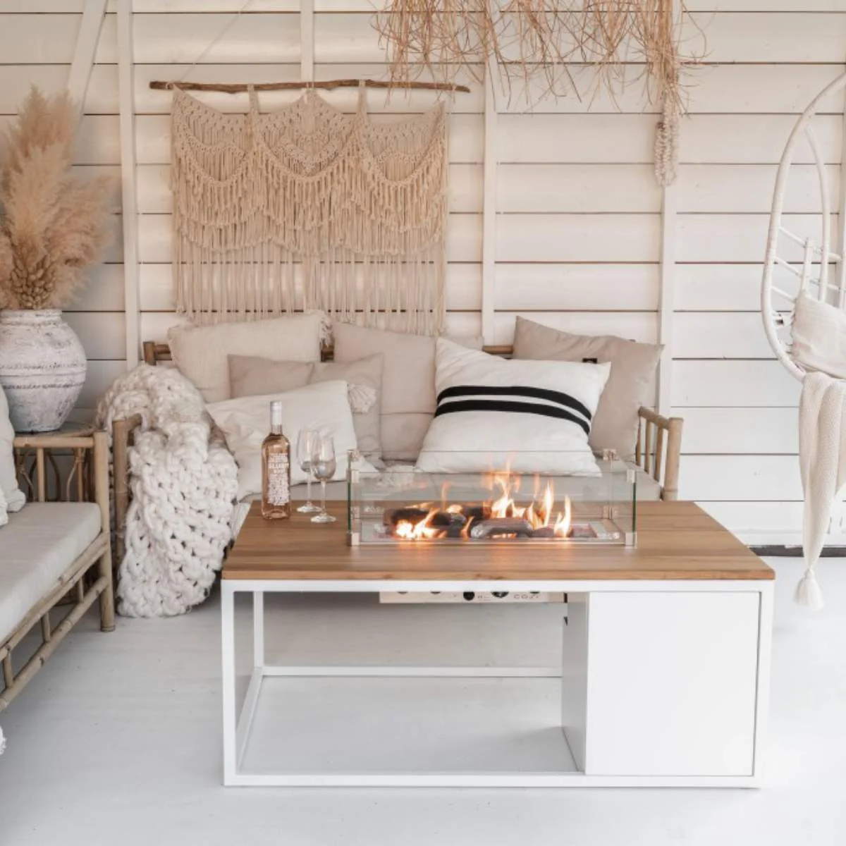 Pacific Lifestyle Cosiloft 120 White and Teak Fire Pit Table - Image 7