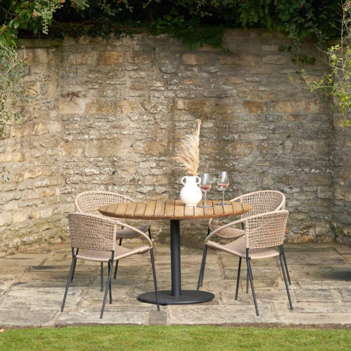 Pacific Lifestyle Dakota Natural Wheat Outdoor 4 Seater Dining Set - Image 26