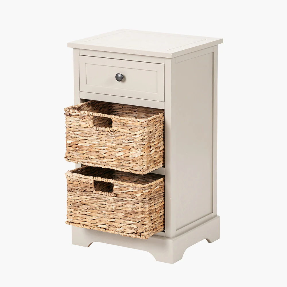 Pacific Lifestyle Devonshire Putty Pine Wood 1 Drawer 2 Basket Unit - Image 4