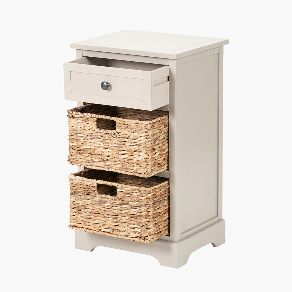 Pacific Lifestyle Devonshire Putty Pine Wood 1 Drawer 2 Basket Unit - Image 5