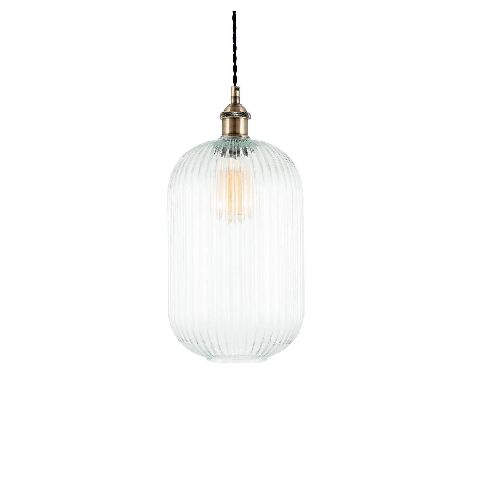 Pacific Lifestyle Elin Clear Ribbed Glass Tall Pendant - Image 2