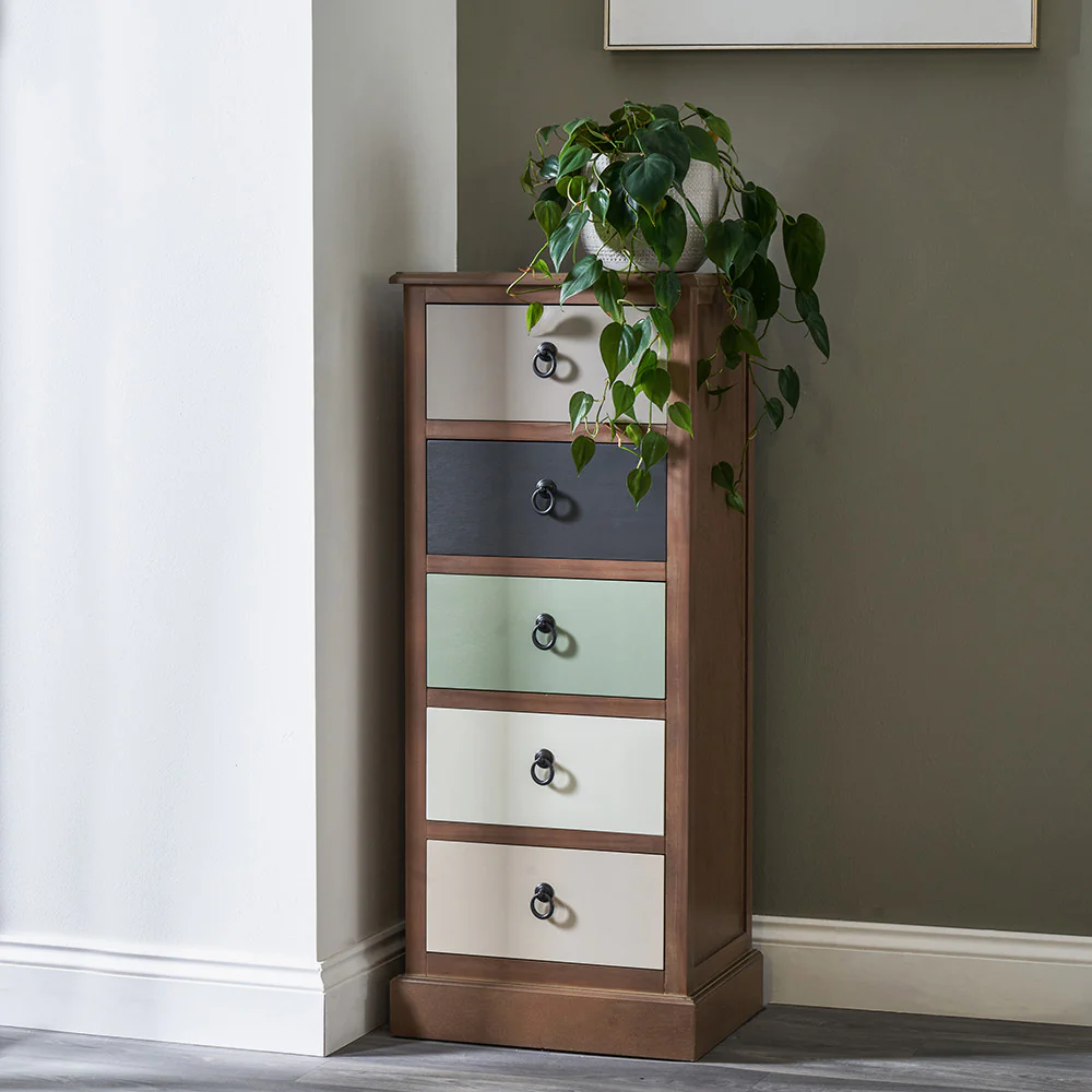 Pacific Lifestyle Falk Sage Multicoloured Pine Wood 5 Drawer Unit - Image 5