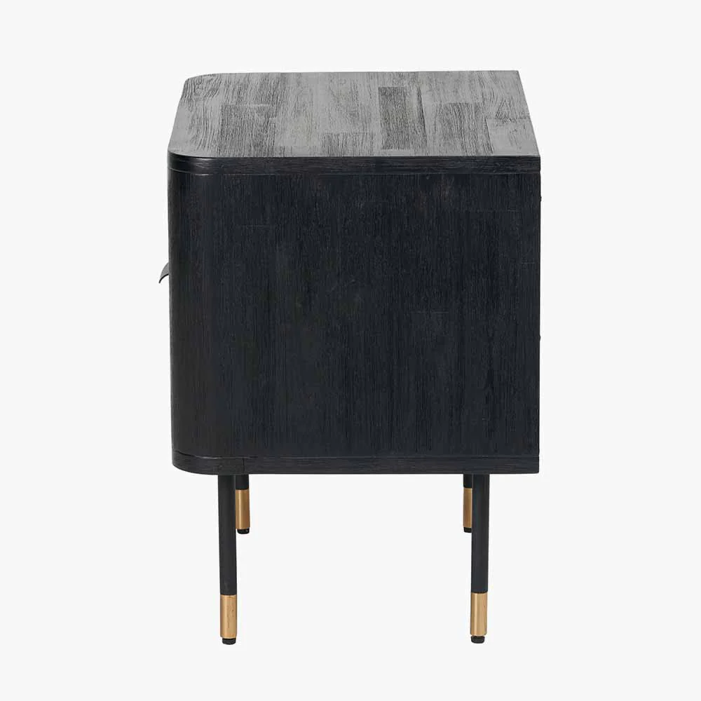 Pacific Lifestyle Fiji Black Acacia Wood and Natural Rattan 1 Drawer 1 Shelf Unit - Image 4