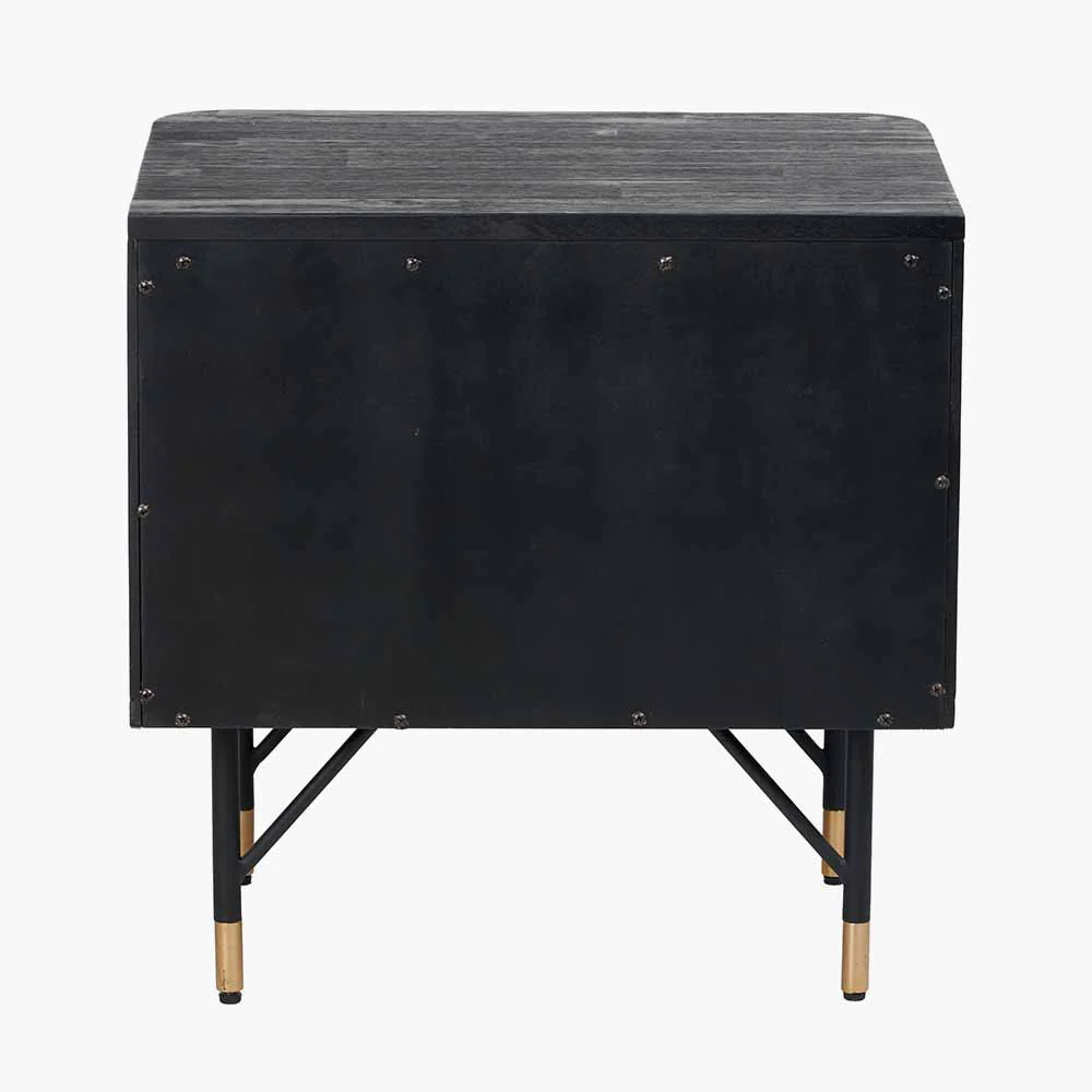 Pacific Lifestyle Fiji Black Acacia Wood and Natural Rattan 1 Drawer 1 Shelf Unit - Image 5