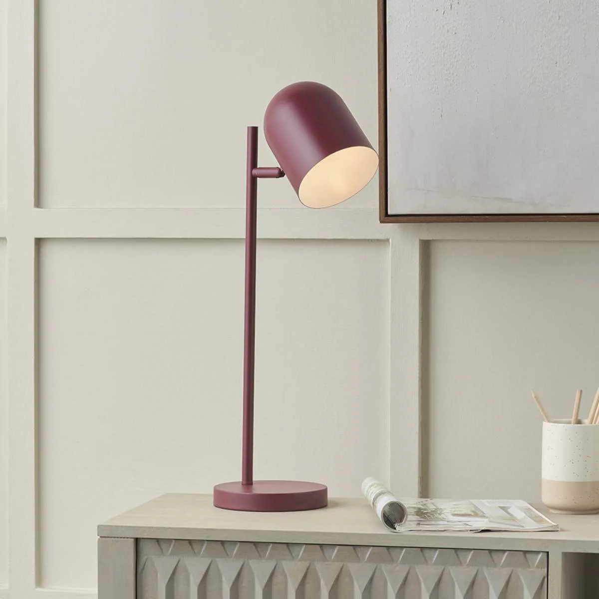 Pacific Lifestyle Finn Mulberry Metal Cloche Headed Table Lamp - Image 9
