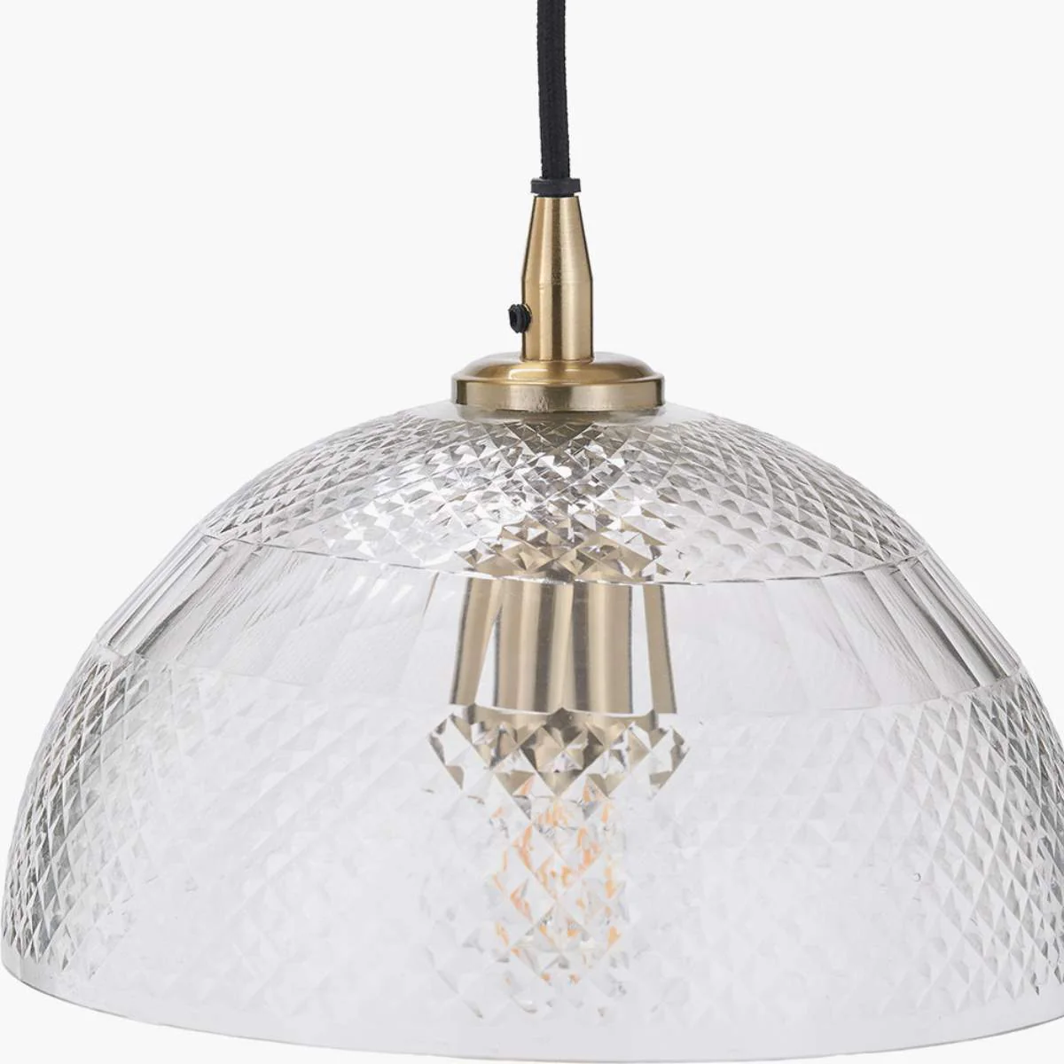 Pacific Lifestyle Giselle Diamond Design Clear Handcut Glass Dome Pendant - Image 3
