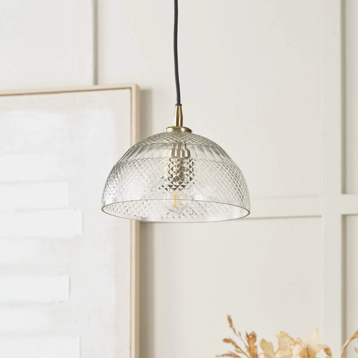 Pacific Lifestyle Giselle Diamond Design Clear Handcut Glass Dome Pendant - Image 6