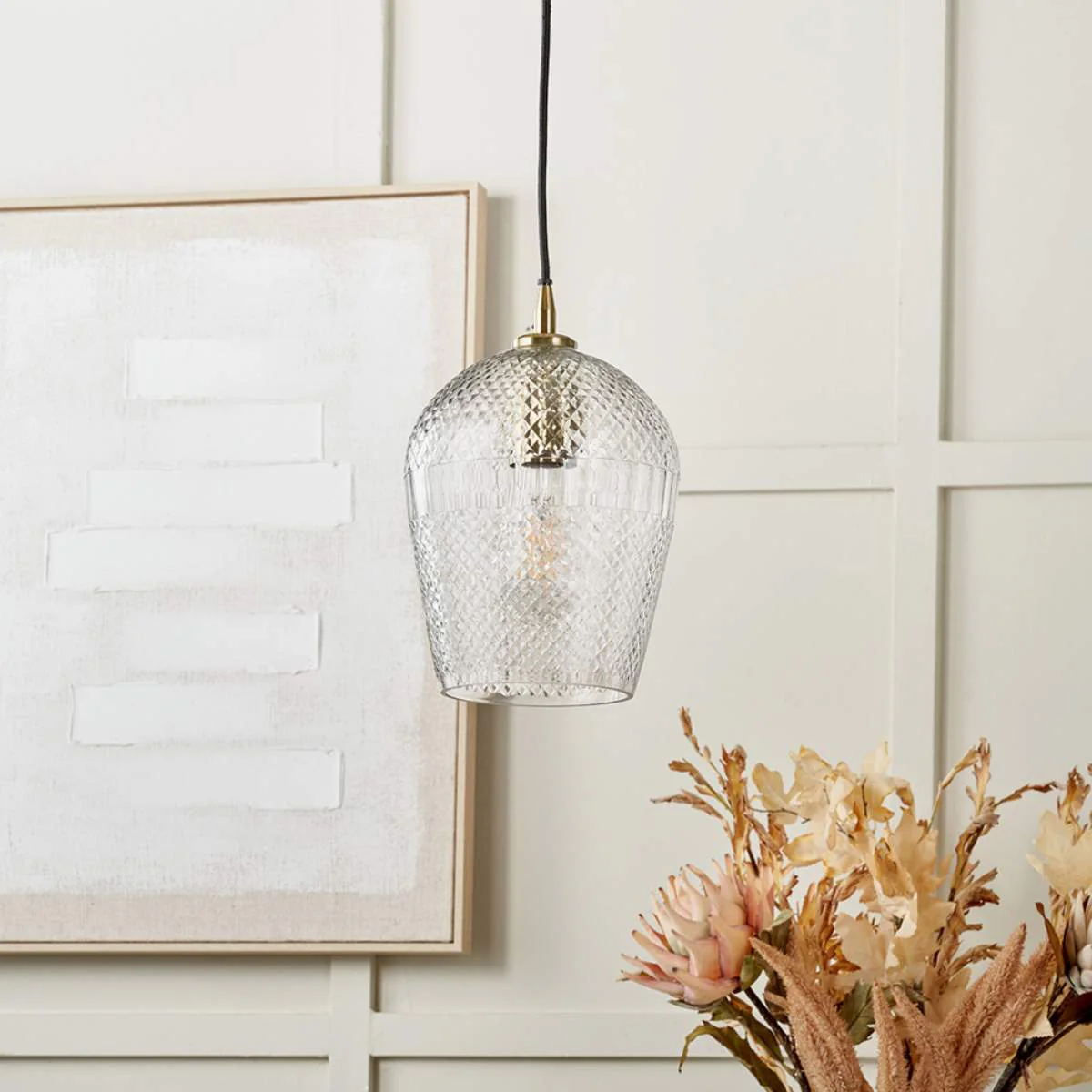 Pacific Lifestyle Giselle Diamond Design Clear Handcut Glass Pendant - Image 7