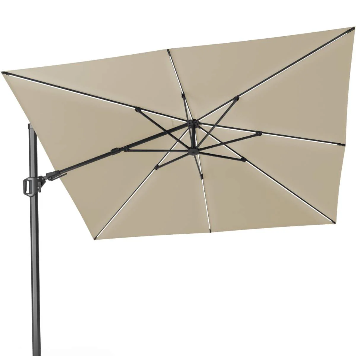 Pacific Lifestyle Glow Challenger T2 3m Square Premium Champagne Free Arm Parasol - Image 3