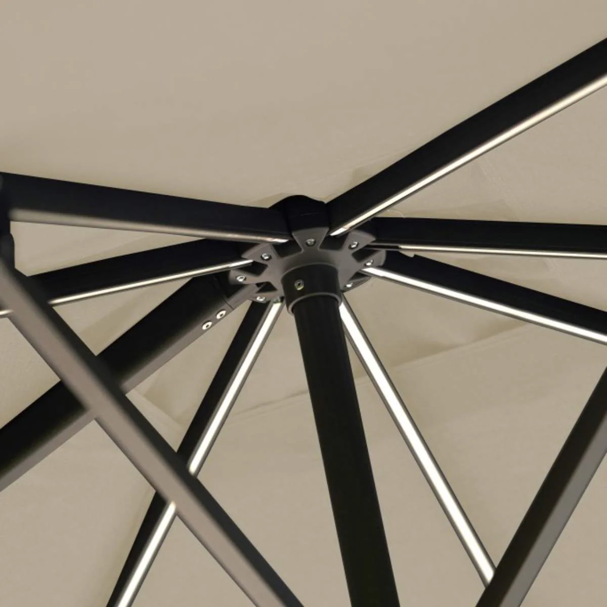 Pacific Lifestyle Glow Challenger T2 3m Square Premium Champagne Free Arm Parasol - Image 4