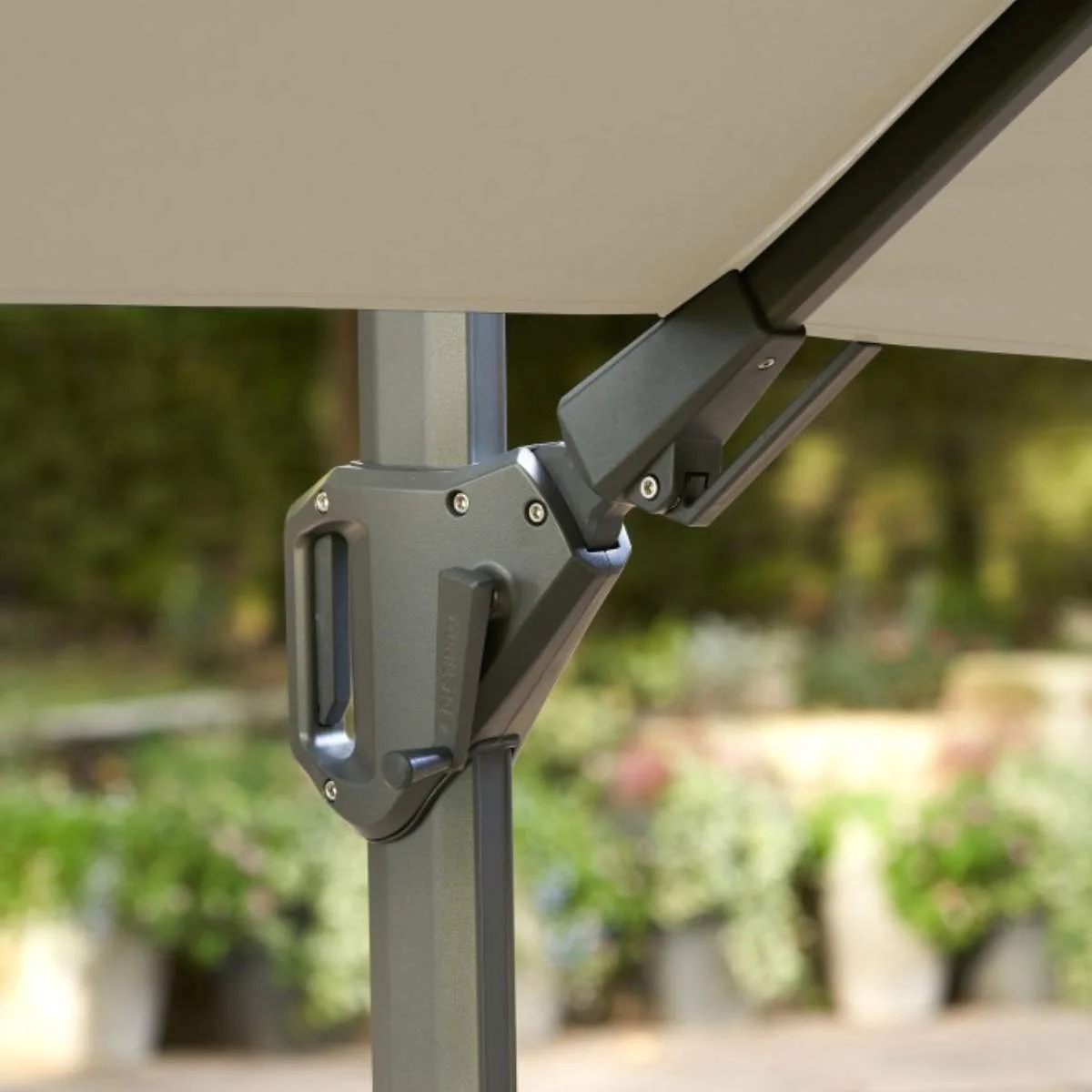 Pacific Lifestyle Glow Challenger T2 3m Square Premium Champagne Free Arm Parasol - Image 5