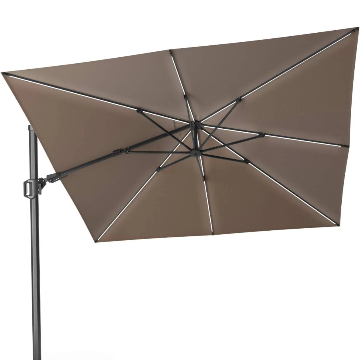 Pacific Lifestyle Glow Challenger T2 3m Square Premium Havana Taupe Free Arm Parasol - Image 3
