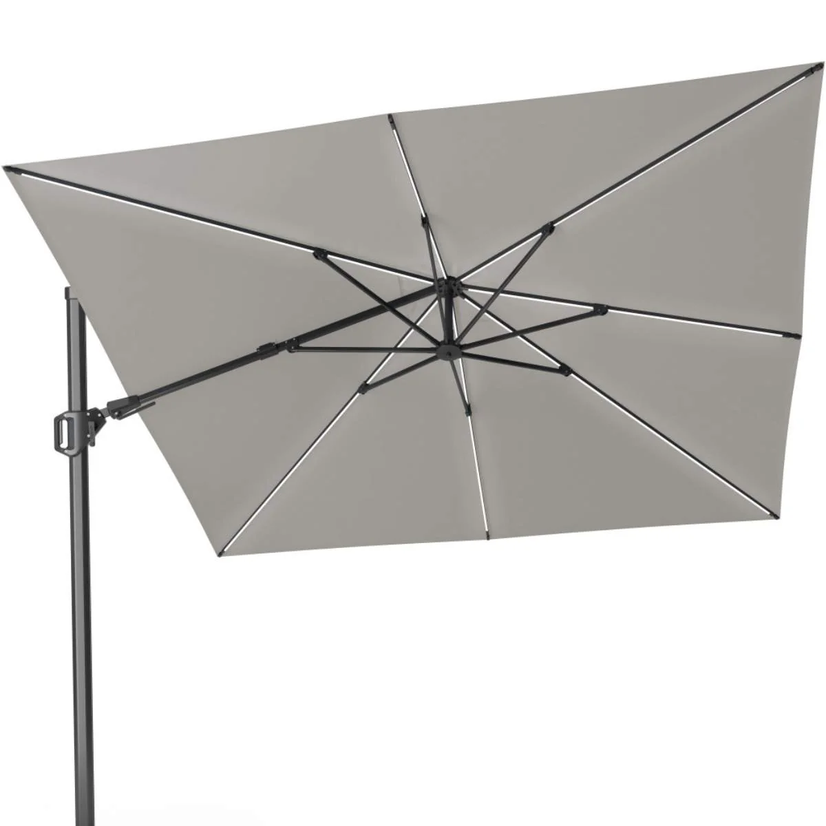 Pacific Lifestyle Glow Challenger T2 3m Square Premium Manhattan Grey Free Arm Parasol - Image 3