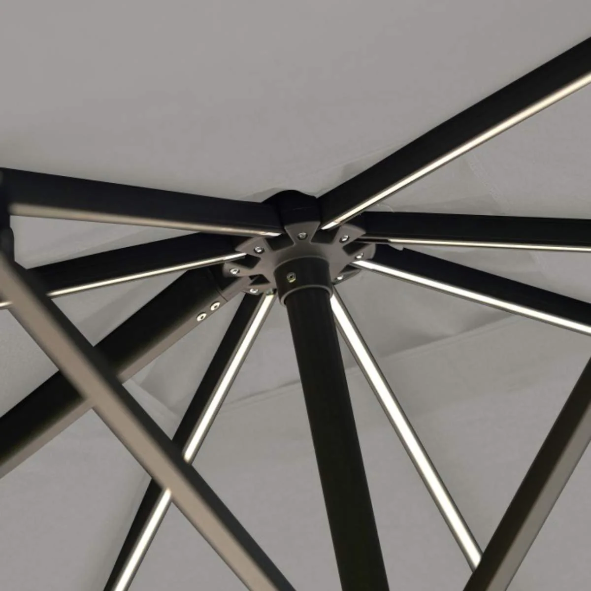 Pacific Lifestyle Glow Challenger T2 3m Square Premium Manhattan Grey Free Arm Parasol - Image 5