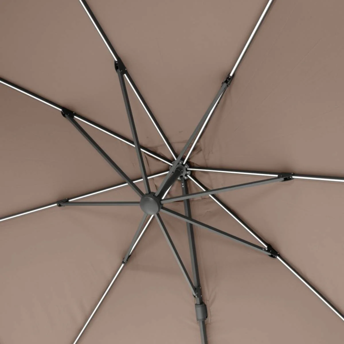 Pacific Lifestyle Glow Challenger T2 3m Square Taupe Free Arm Parasol - Image 5
