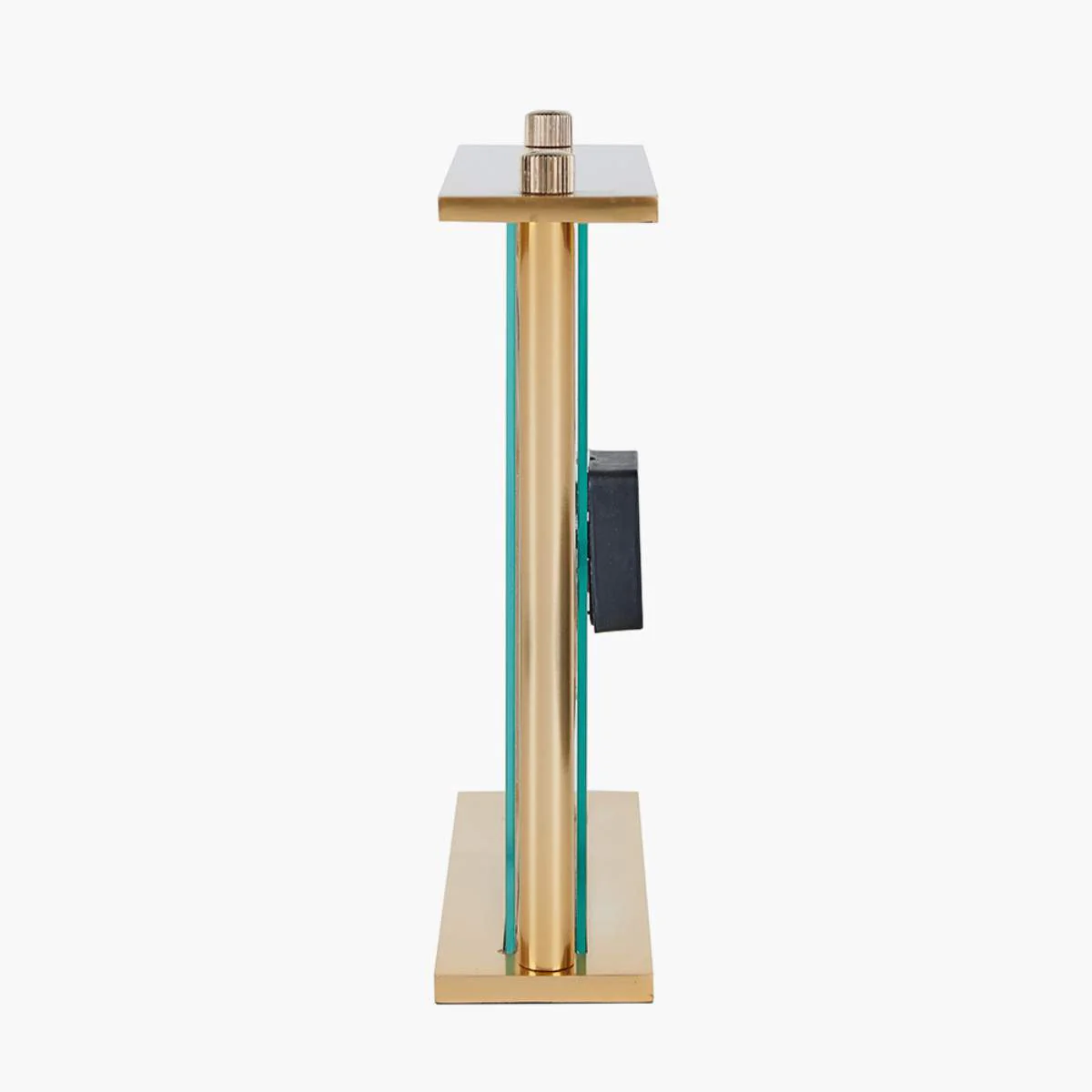 Pacific Lifestyle Gold Metal and Glass Floating Clock Face Square Table Clock - Image 2