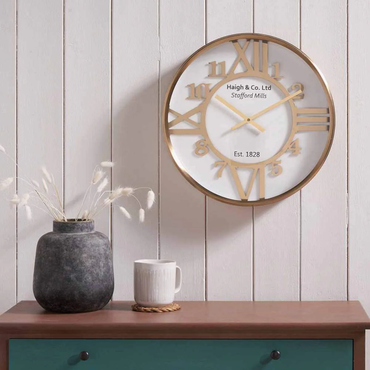 Pacific Lifestyle Gold Metal and White Face Round Wall Clock - Image 6