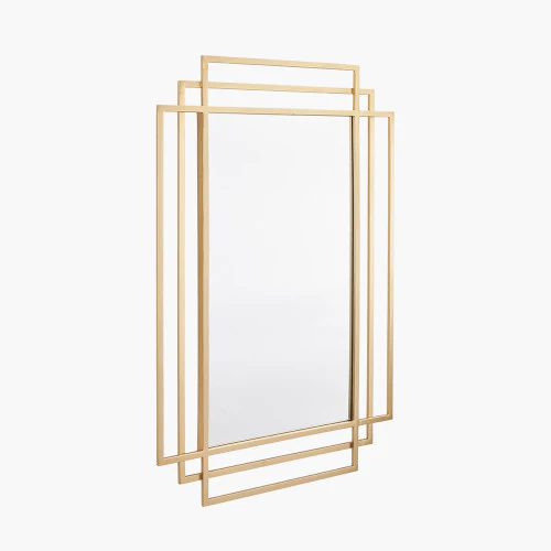 Pacific Lifestyle Gold Metal Art Deco Rectangular Wall Mirror - Image 3