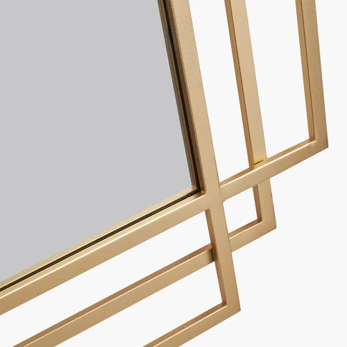 Pacific Lifestyle Gold Metal Art Deco Rectangular Wall Mirror - Image 6
