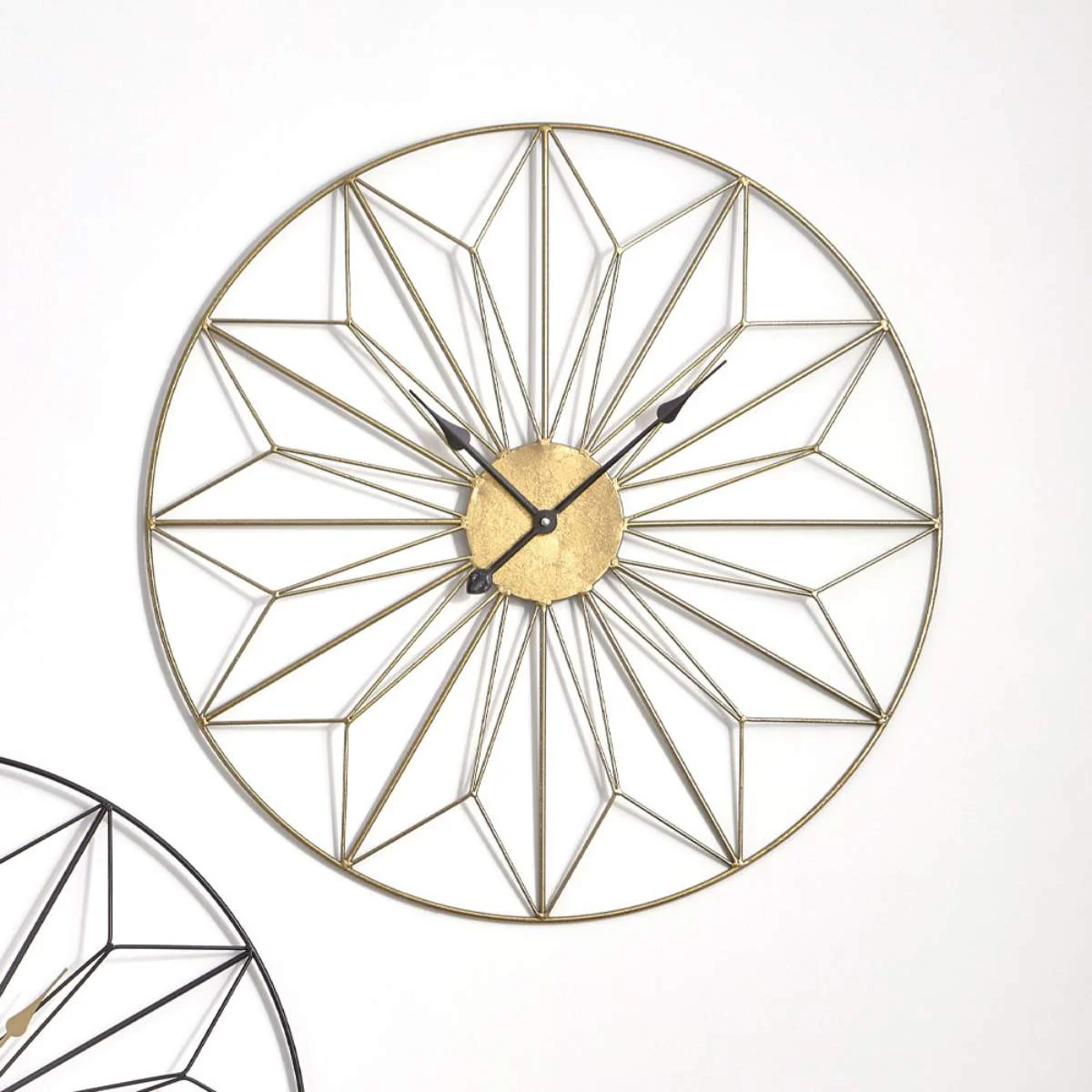 Pacific Lifestyle Gold Metal Geo Design Round Wall Clock - Image 2