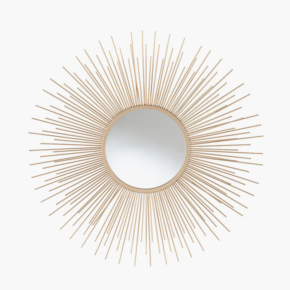 Pacific Lifestyle Gold Metal Starburst Design Round Wall Mirror