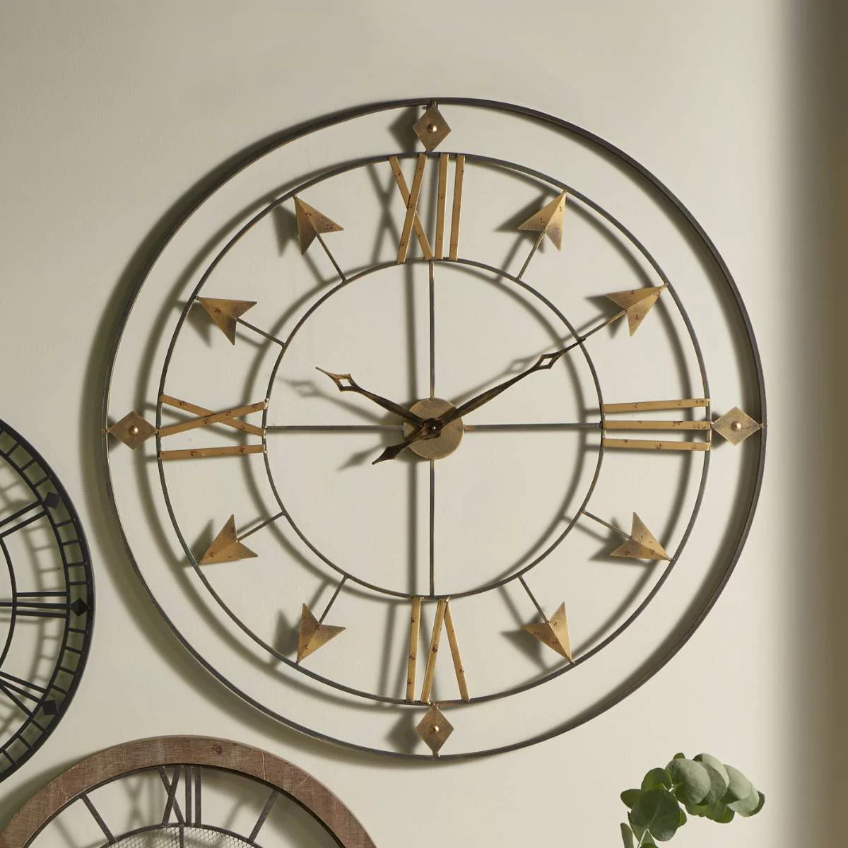 Pacific Lifestyle Graphite and Gold Metal Round Wall Clock Large - Image 3
