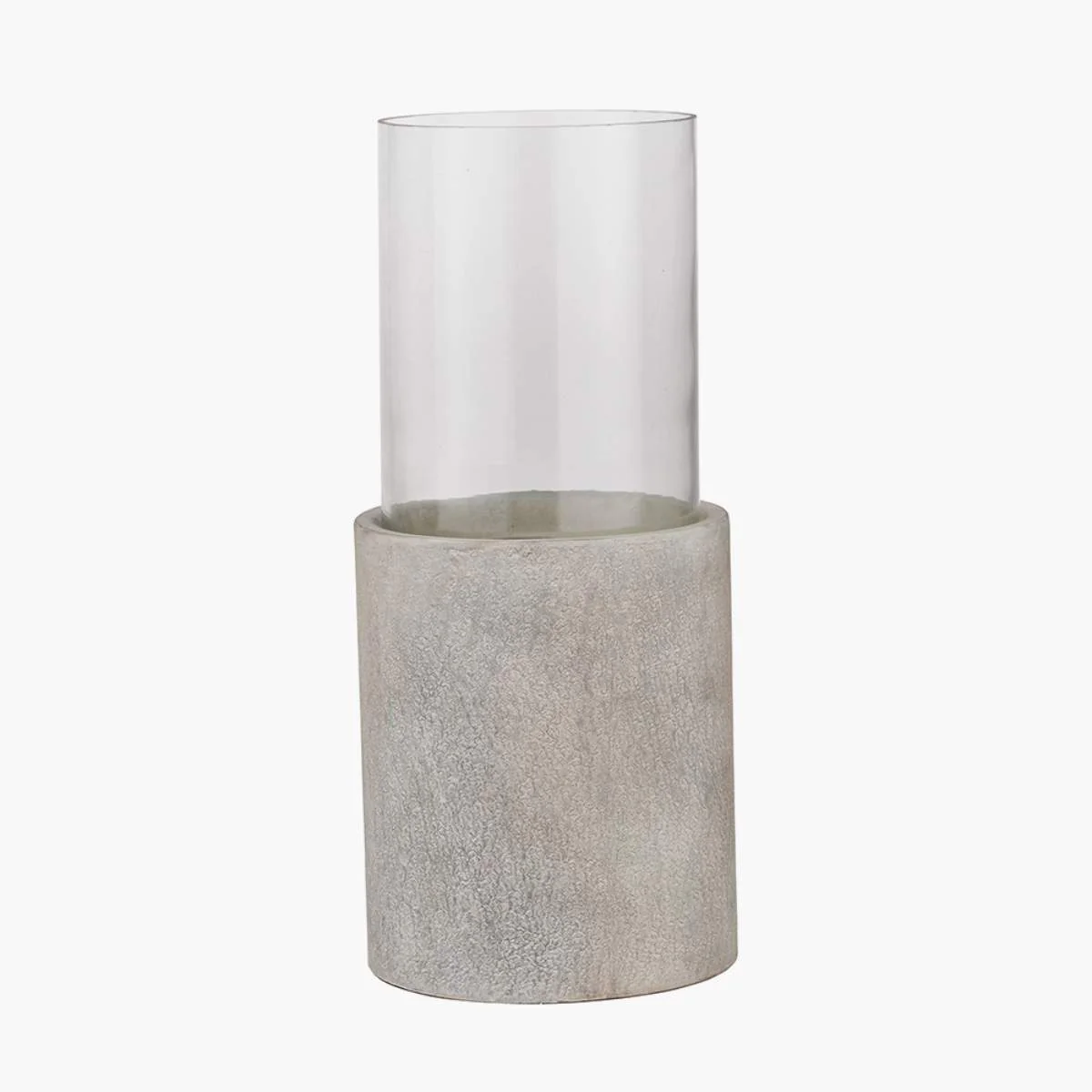Pacific Lifestyle Grey Metal and Clear Glass Hurricane