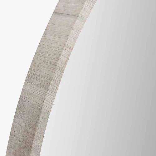 Pacific Lifestyle Grey Oak Wood Veener Slim Frame Round Mirror Large - Image 3