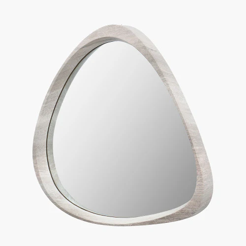Pacific Lifestyle Grey Oak Wood Veneer Curved Wall Mirror - Image 2
