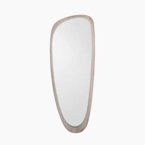 Pacific Lifestyle Grey Oak Wood Veneer Teardrop Shaped Wall Mirror