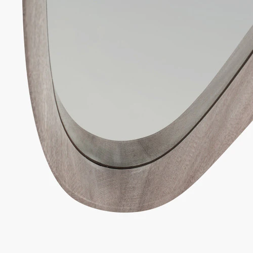 Pacific Lifestyle Grey Oak Wood Veneer Teardrop Shaped Wall Mirror - Image 3